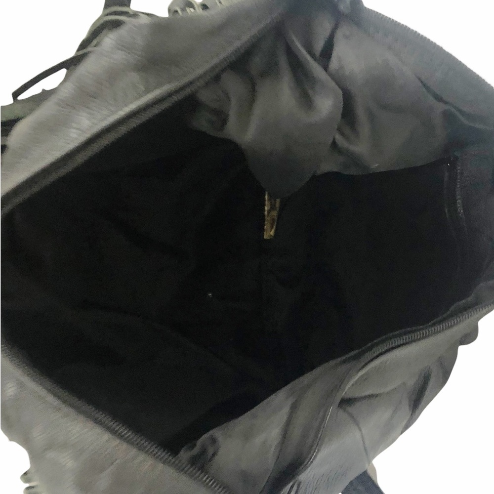 Vintage Black Leather Fringed Hobo with Silver Concho - Picture 6 of 7